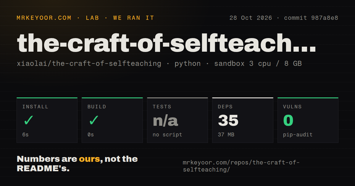 Lab card: what happened when we ran the-craft-of-selfteaching