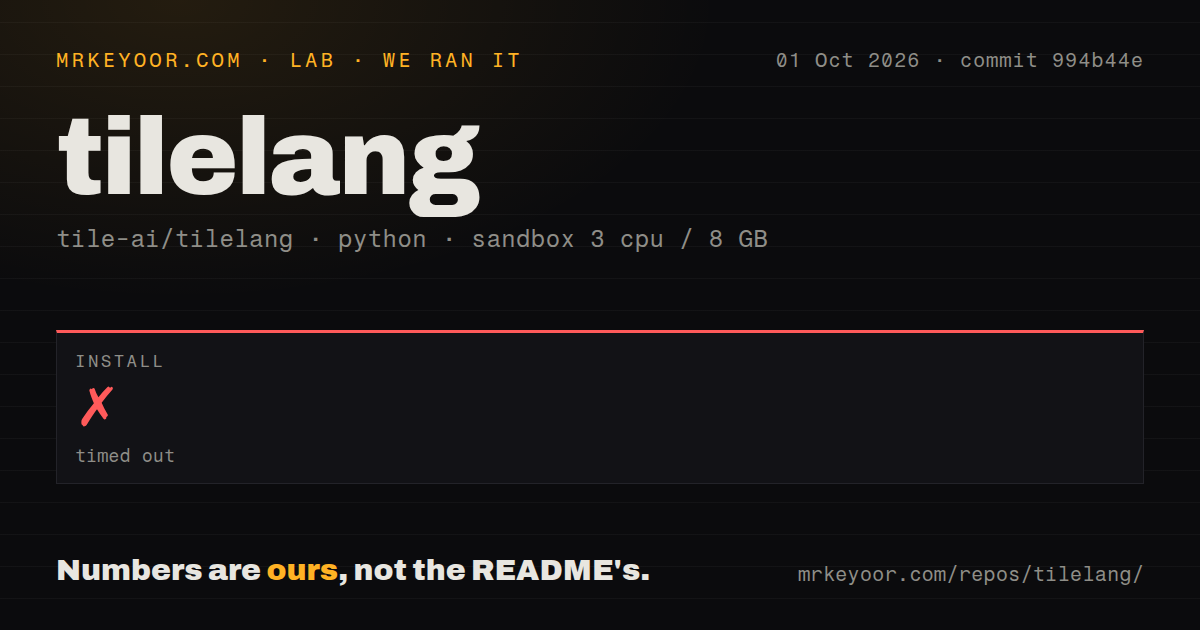Lab card: what happened when we ran tilelang