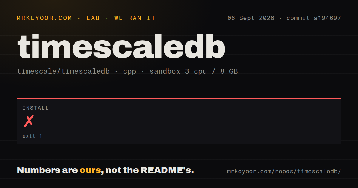 Lab card: what happened when we ran timescaledb