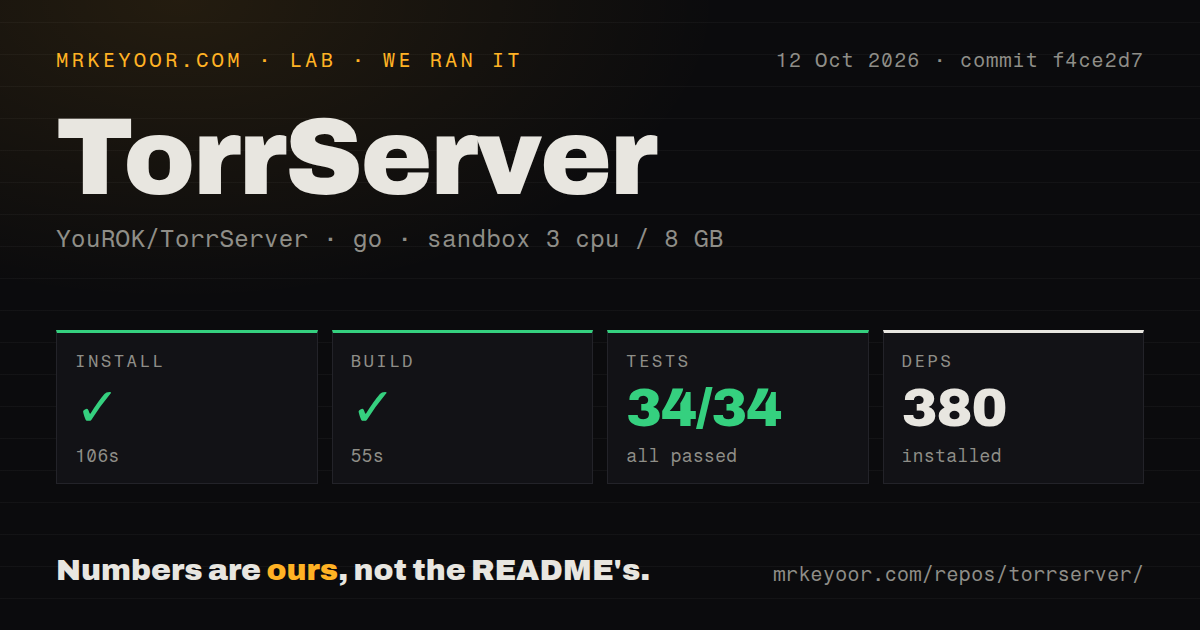 Lab card: what happened when we ran TorrServer