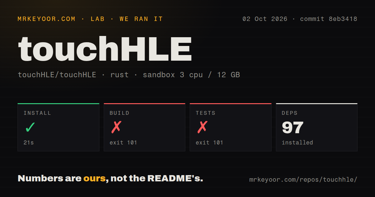 Lab card: what happened when we ran touchHLE