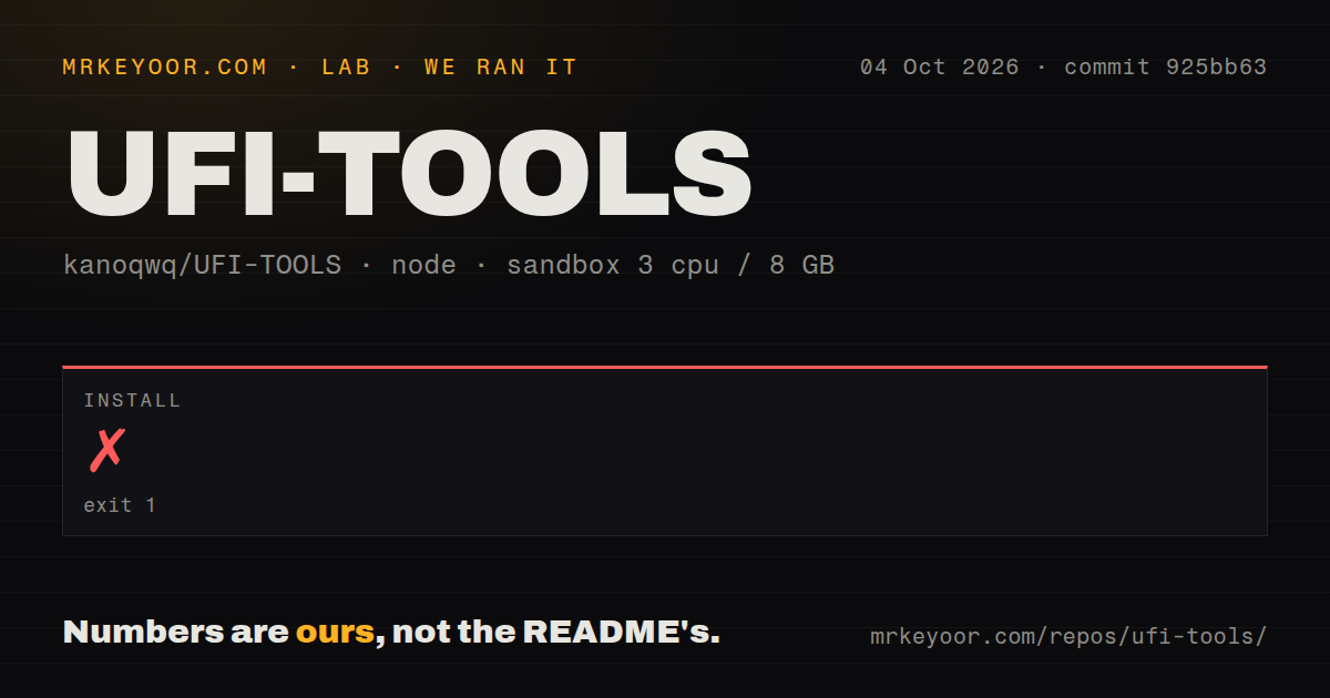 Lab card: what happened when we ran UFI-TOOLS