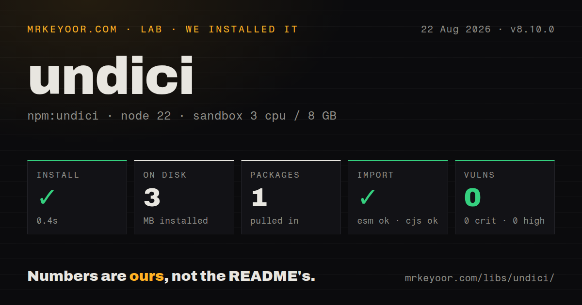 Lab card: what happened when we installed undici