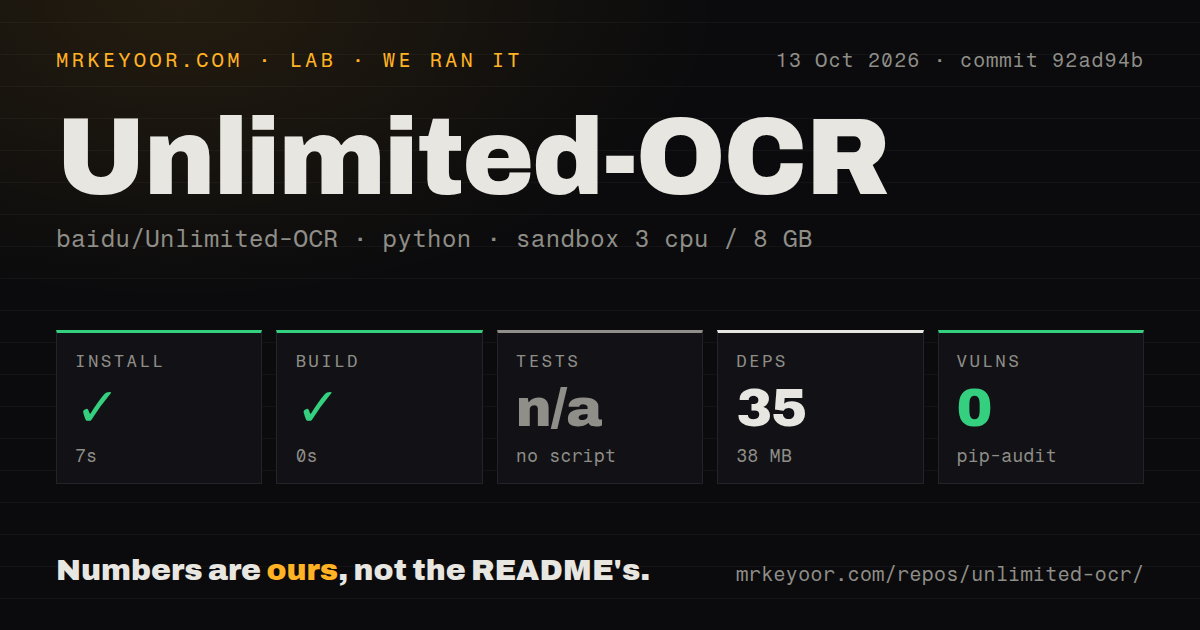 Lab card: what happened when we ran Unlimited-OCR