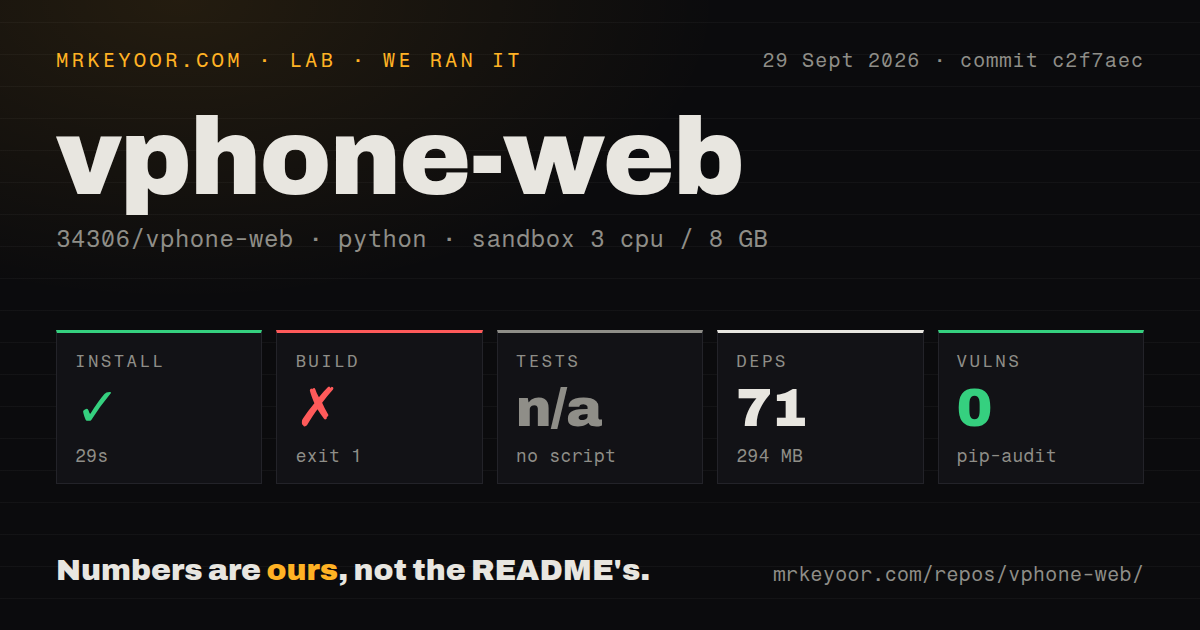 Lab card: what happened when we ran vphone-web