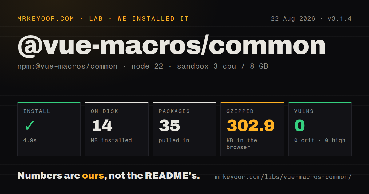 Lab card: what happened when we installed @vue-macros/common
