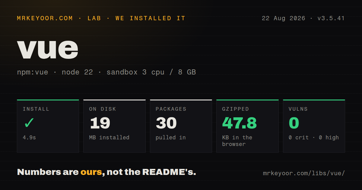 Lab card: what happened when we installed vue