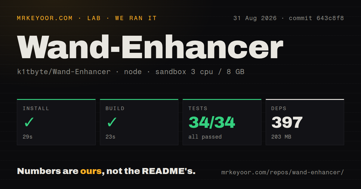 Lab card: what happened when we ran Wand-Enhancer