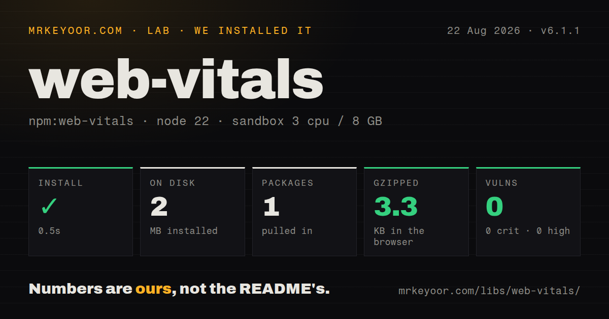 Lab card: what happened when we installed web-vitals