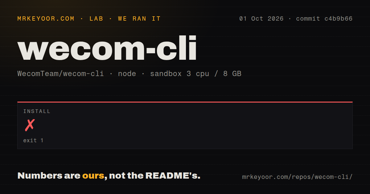 Lab card: what happened when we ran wecom-cli