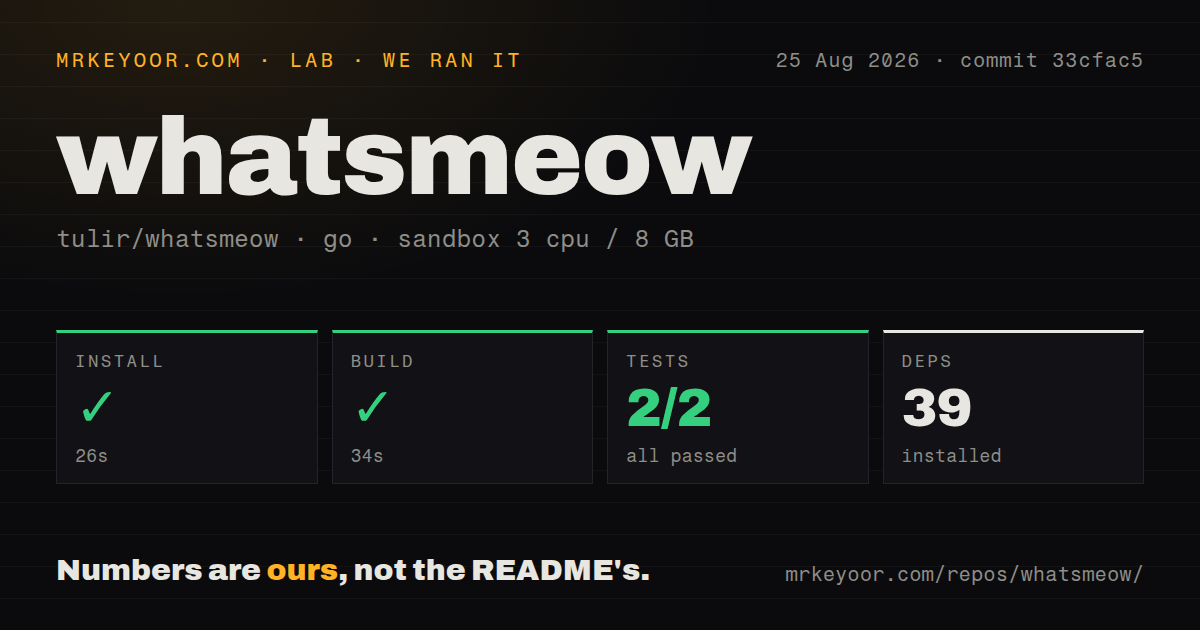 Lab card: what happened when we ran whatsmeow