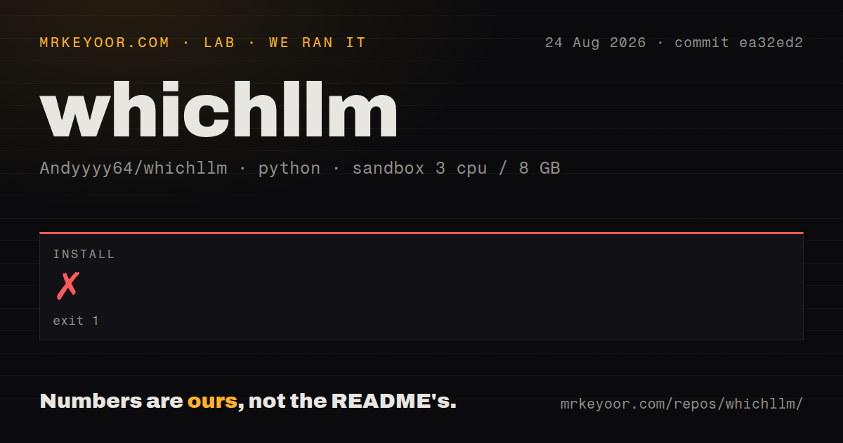 Lab card: what happened when we ran whichllm