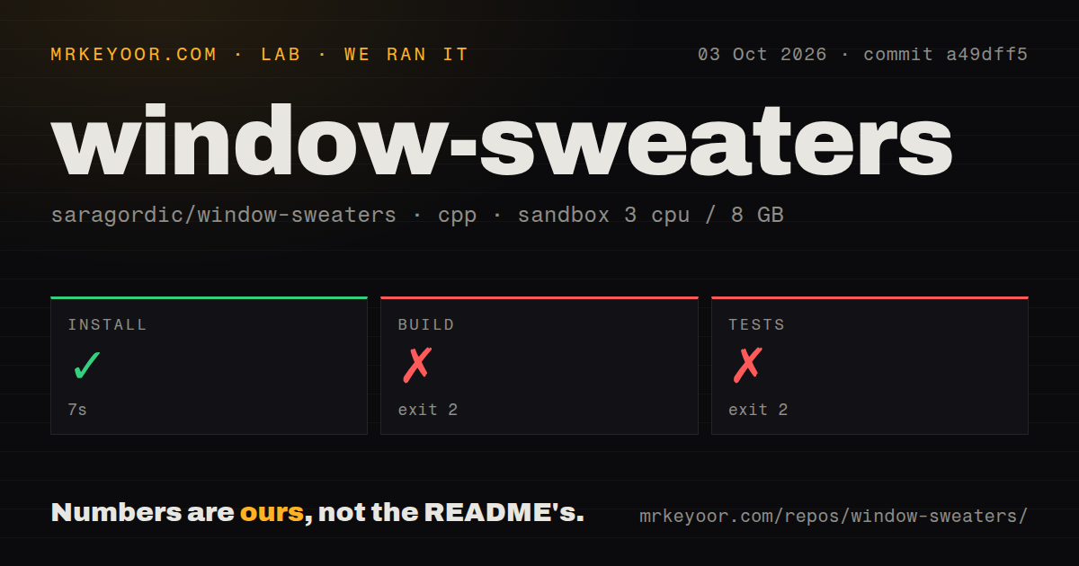 Lab card: what happened when we ran window-sweaters