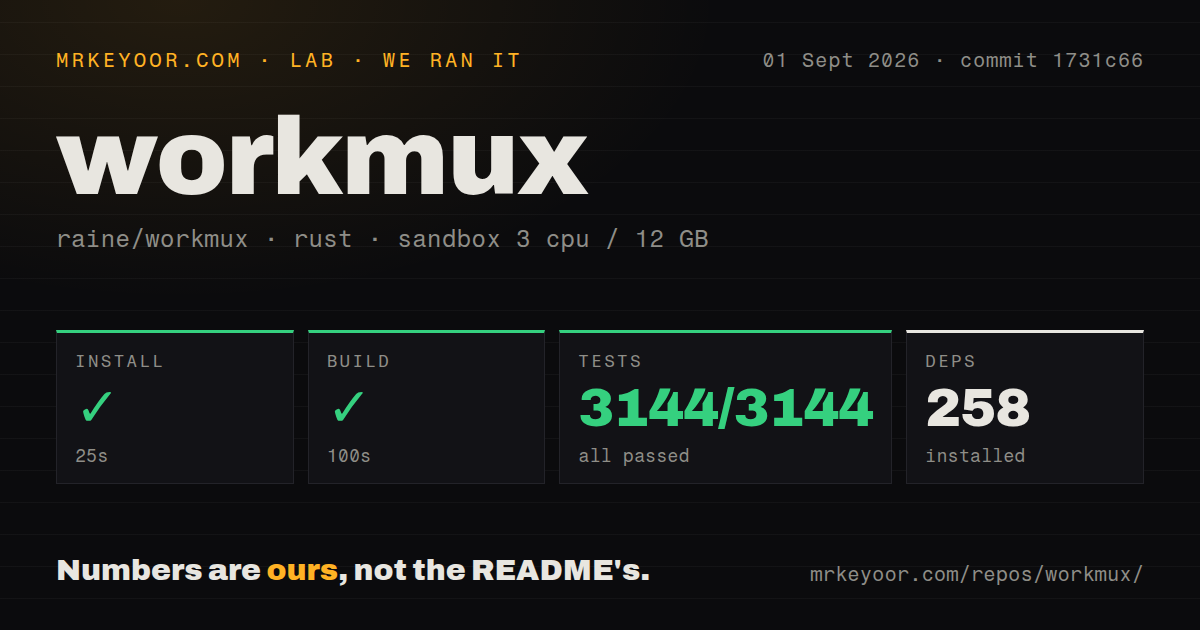 Lab card: what happened when we ran workmux