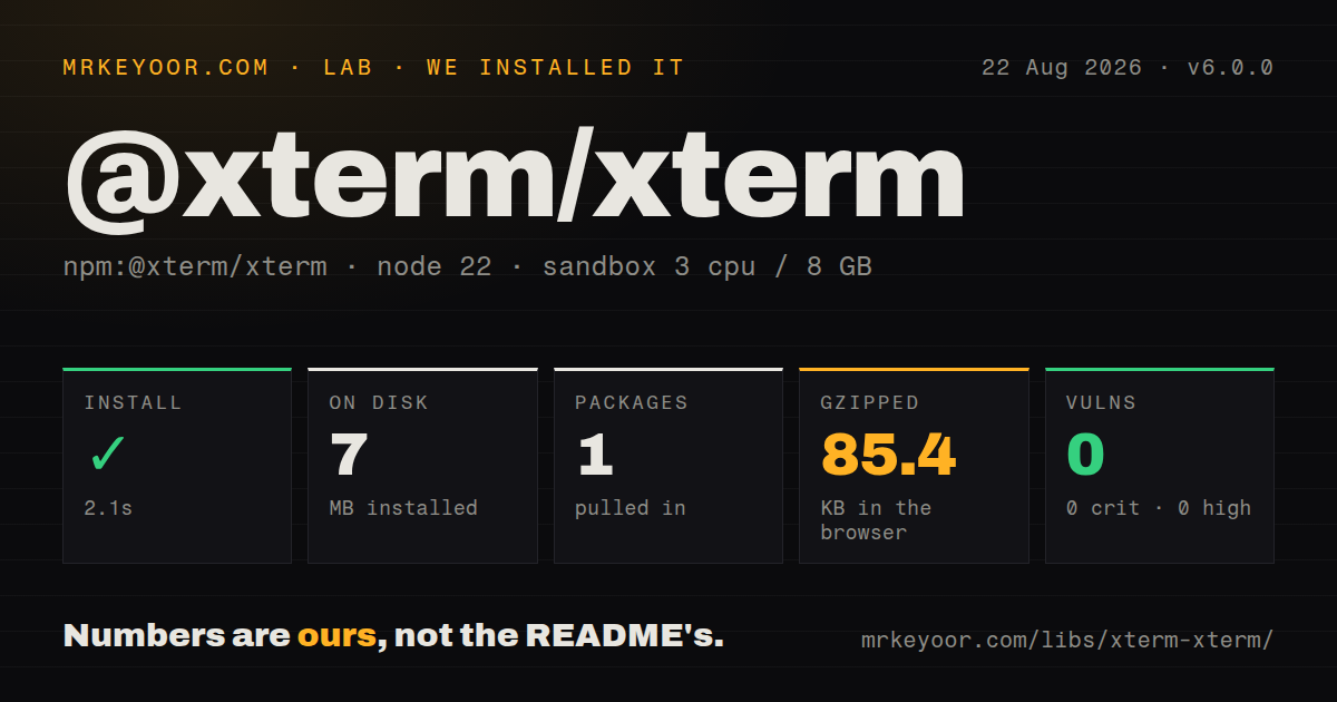 Lab card: what happened when we installed @xterm/xterm
