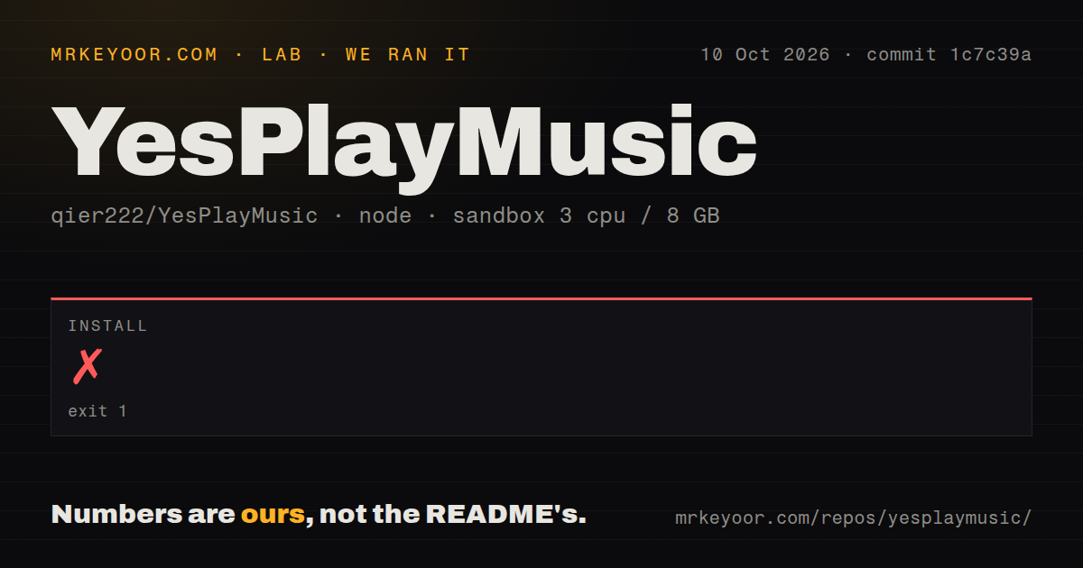Lab card: what happened when we ran YesPlayMusic