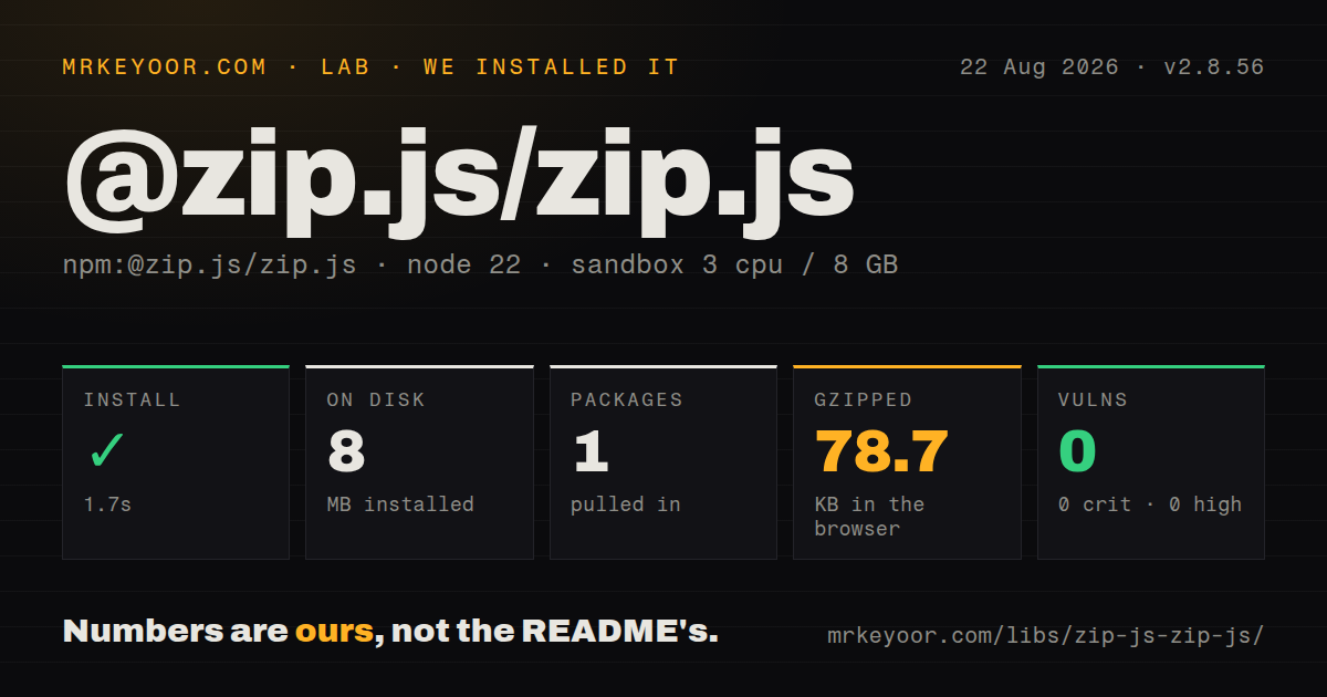 Lab card: what happened when we installed @zip.js/zip.js