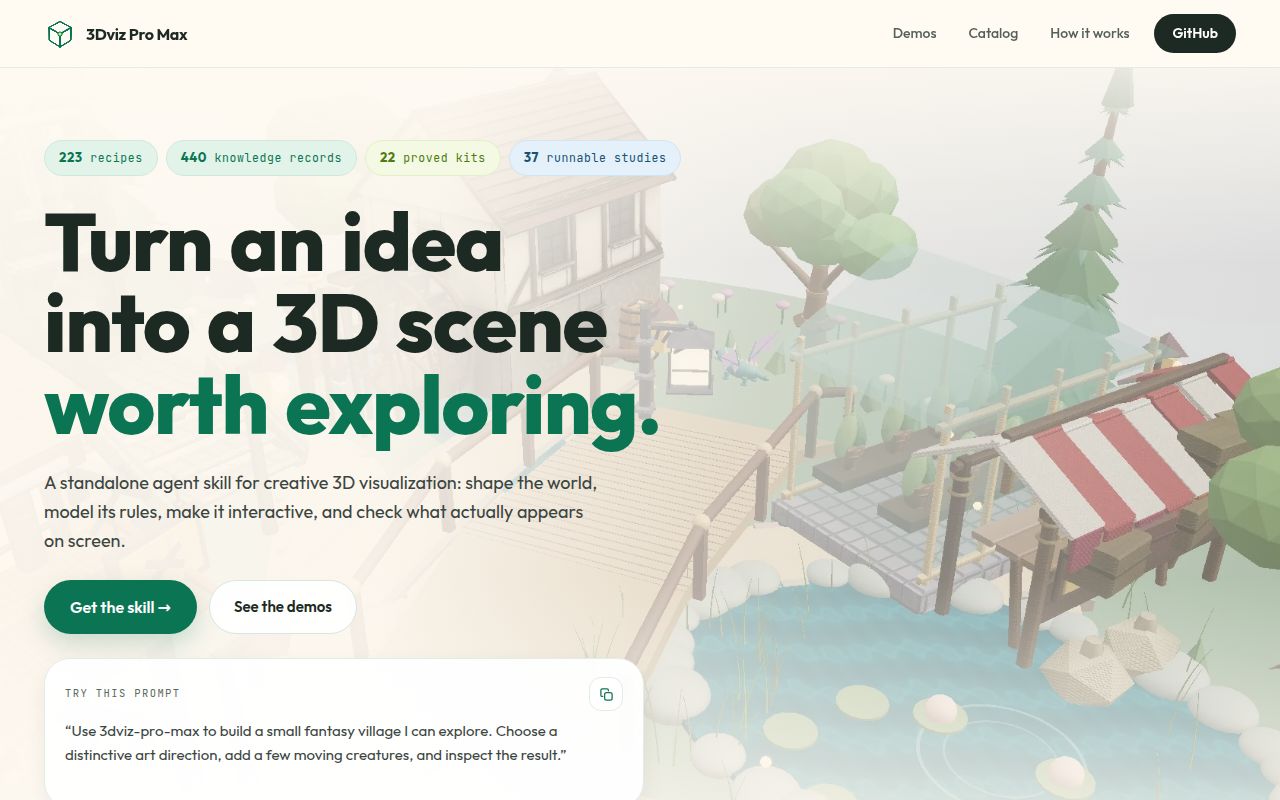 Screenshot of 3dviz-pro-max (3dviz.dev)