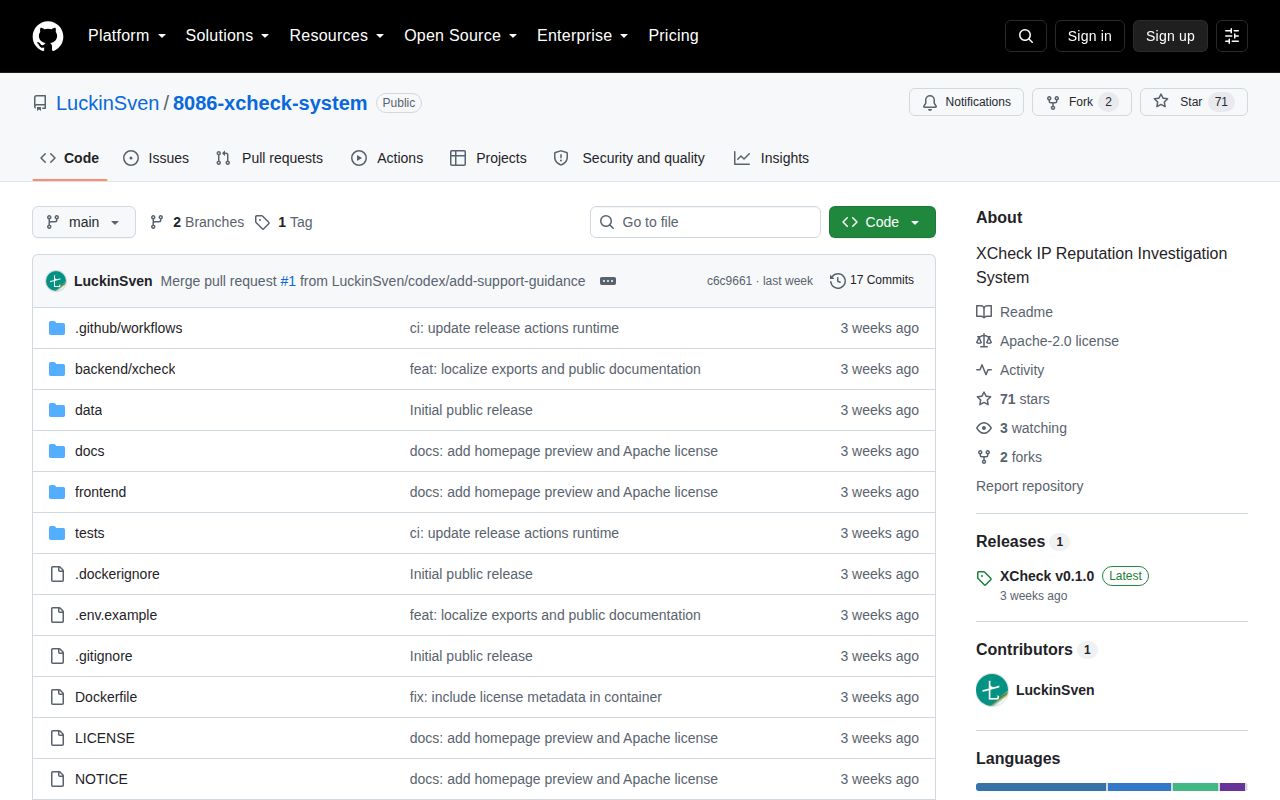 Screenshot of 8086-xcheck-system (github.com/LuckinSven/8086-xcheck-system)