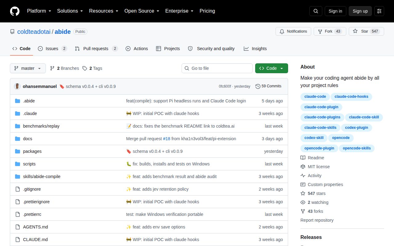 Screenshot of abide (github.com/coldteadotai/abide)