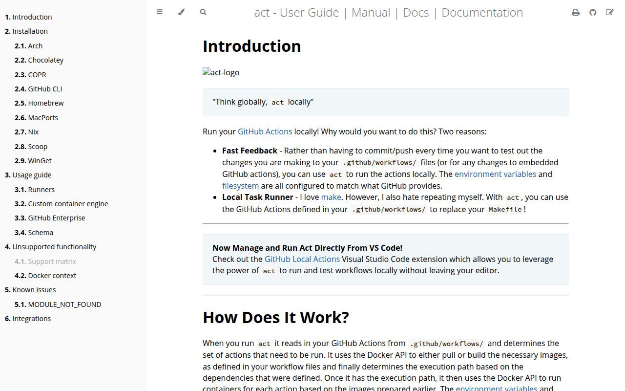 Screenshot of act (nektosact.com)