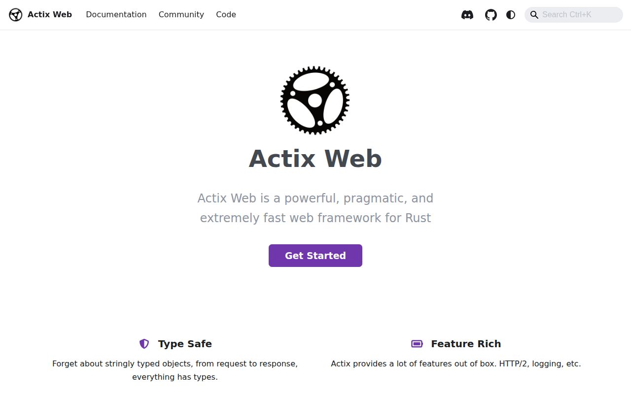 Screenshot of actix-web (actix.rs)