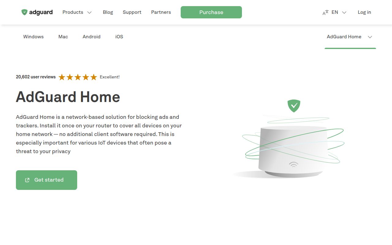Screenshot of AdGuardHome (adguard.com/adguard-home/overview.html)