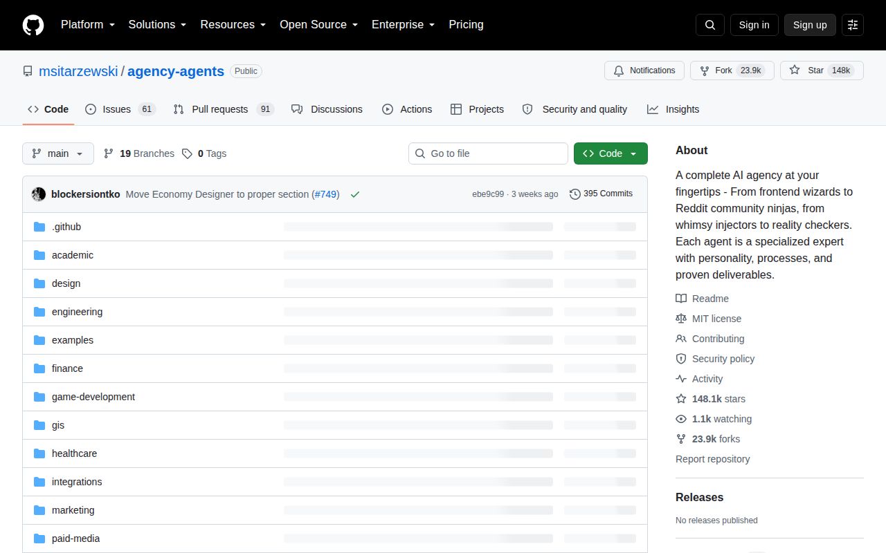 Screenshot of agency-agents (github.com/msitarzewski/agency-agents)