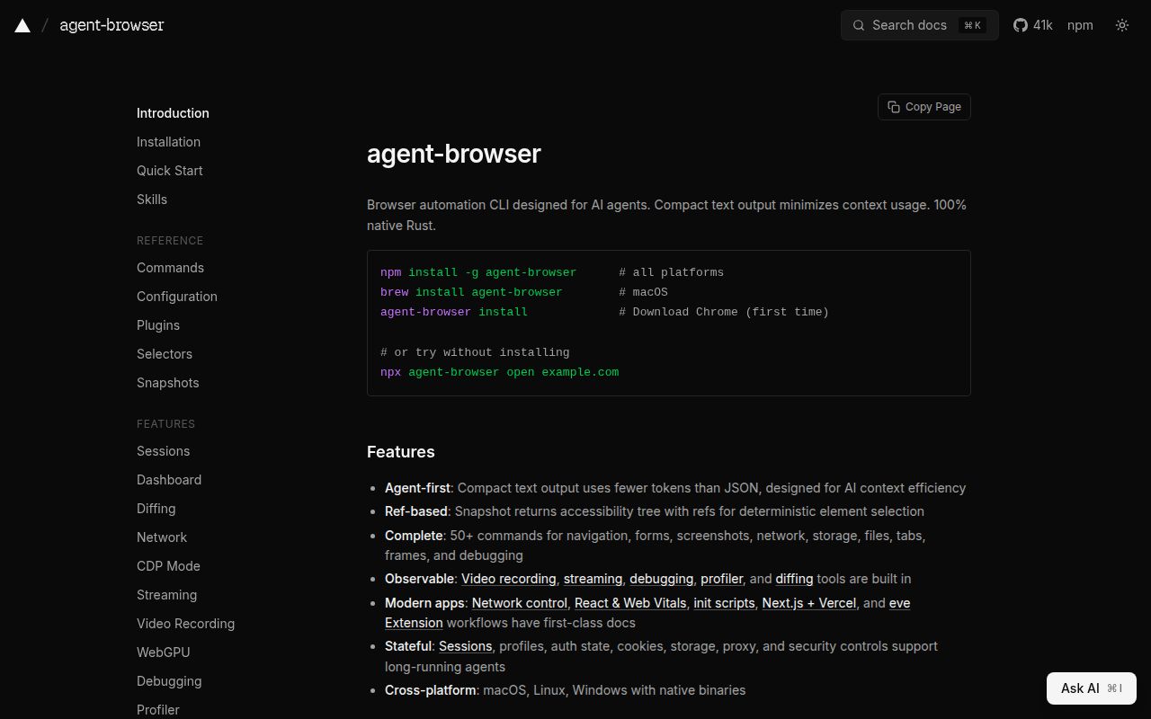 Screenshot of agent-browser (agent-browser.dev)