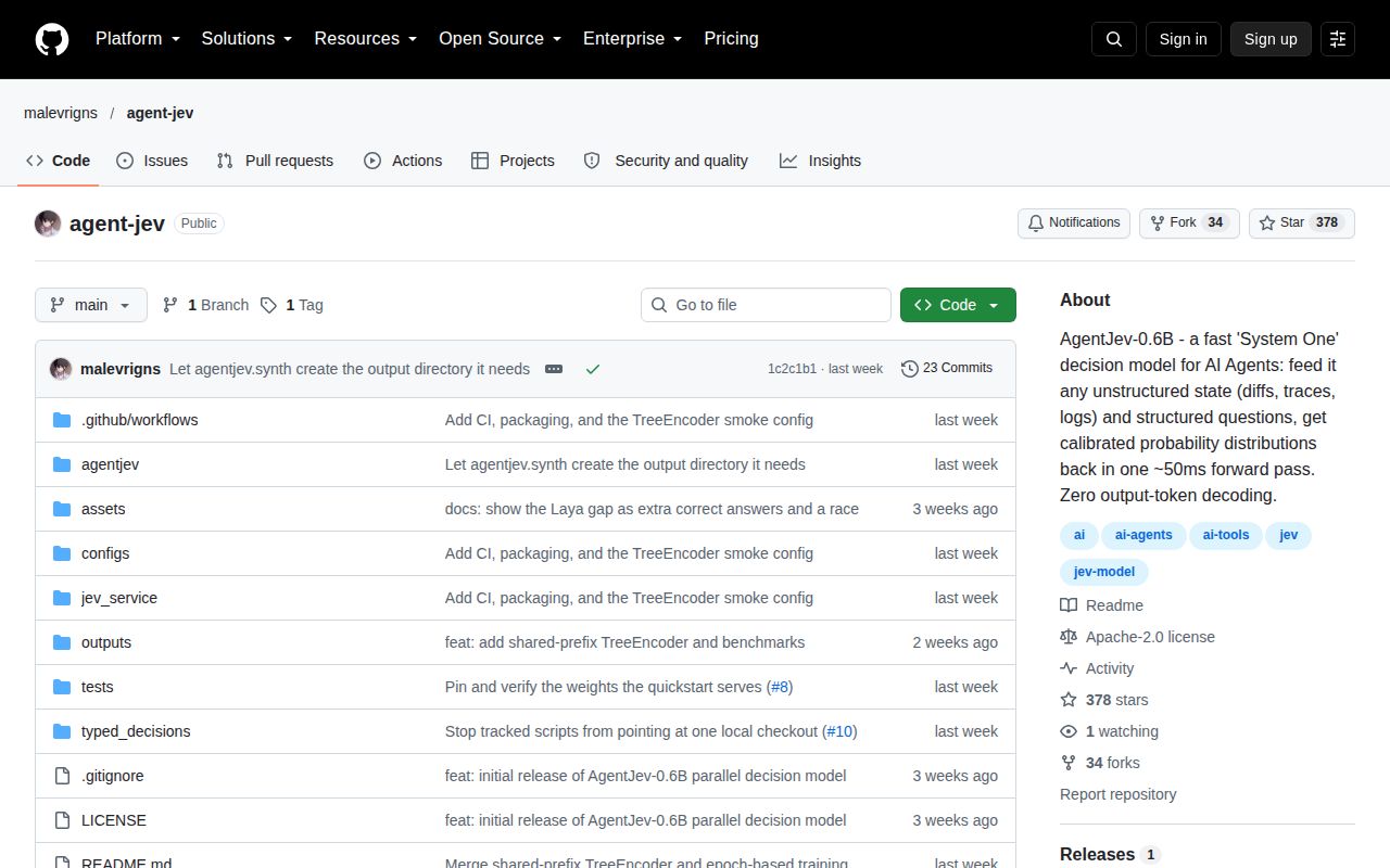 Screenshot of agent-jev (github.com/malevrigns/agent-jev)