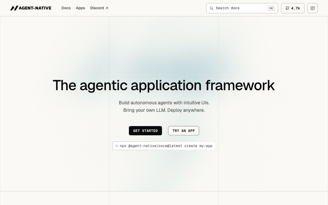 Screenshot of agent-native (www.agent-native.com)