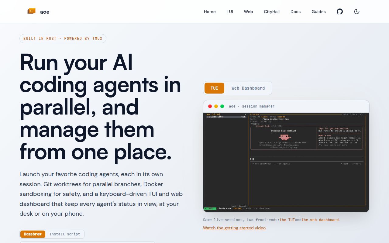 Screenshot of agent-of-empires (www.agent-of-empires.com)