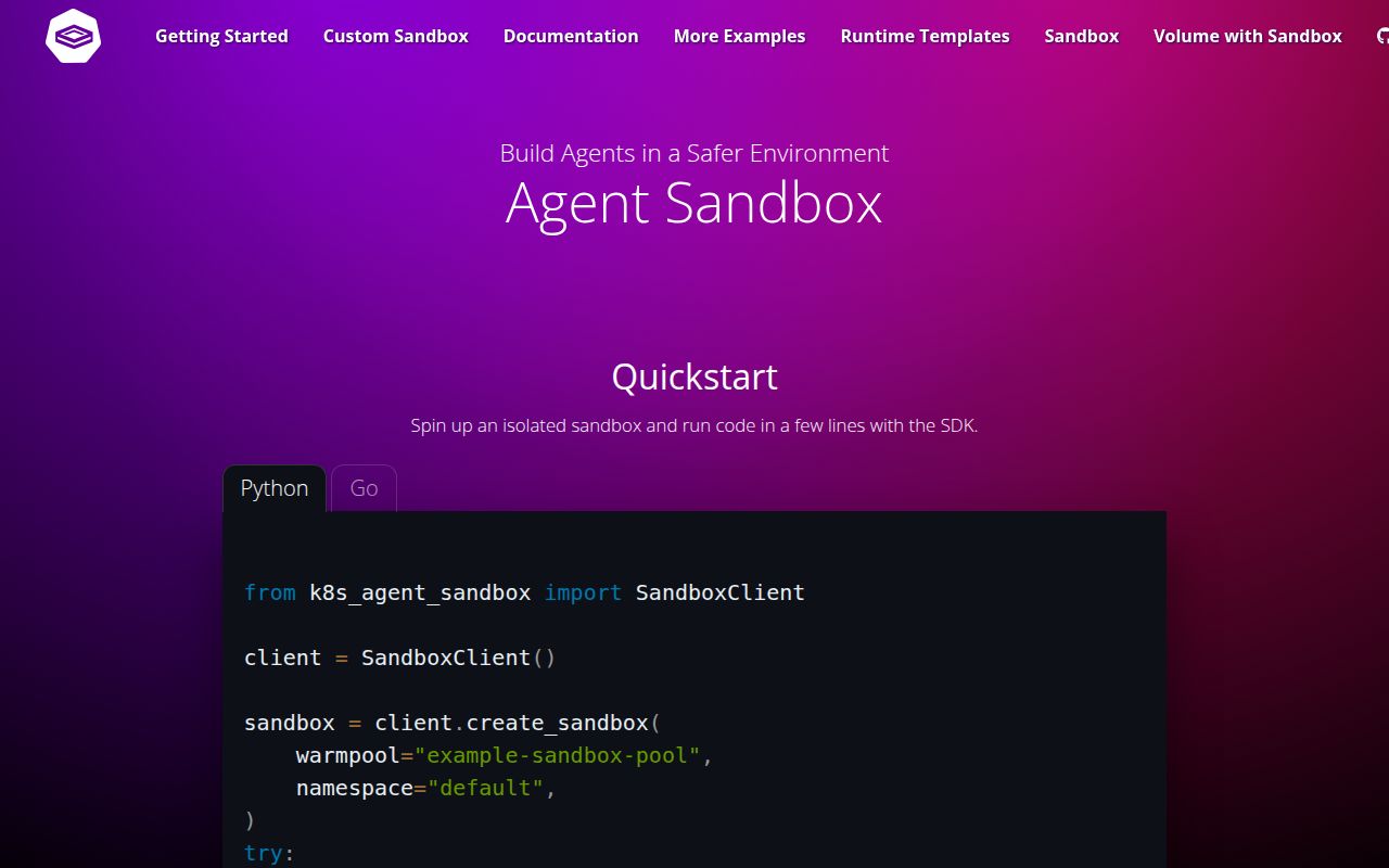 Screenshot of agent-sandbox (agent-sandbox.sigs.k8s.io)