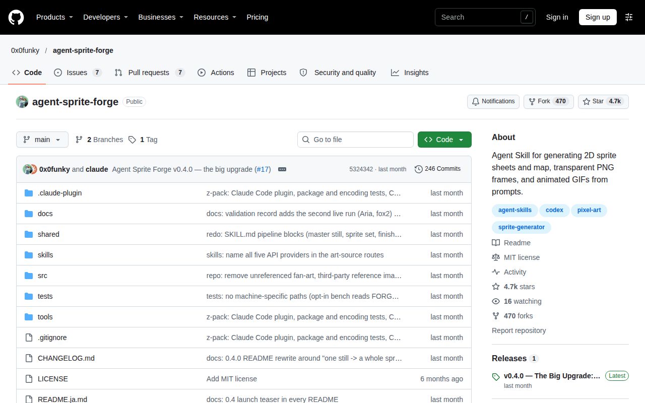 Screenshot of agent-sprite-forge (github.com/0x0funky/agent-sprite-forge)