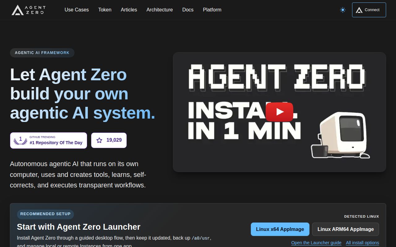 Screenshot of agent-zero (agent-zero.ai)