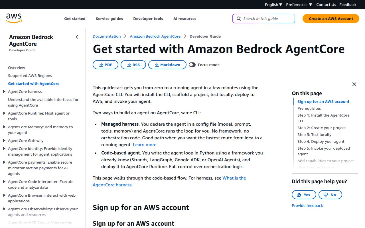Screenshot of agentcore-cli (docs.aws.amazon.com/bedrock-agentcore/latest/devguide/agentcore-get-started-cli.html)