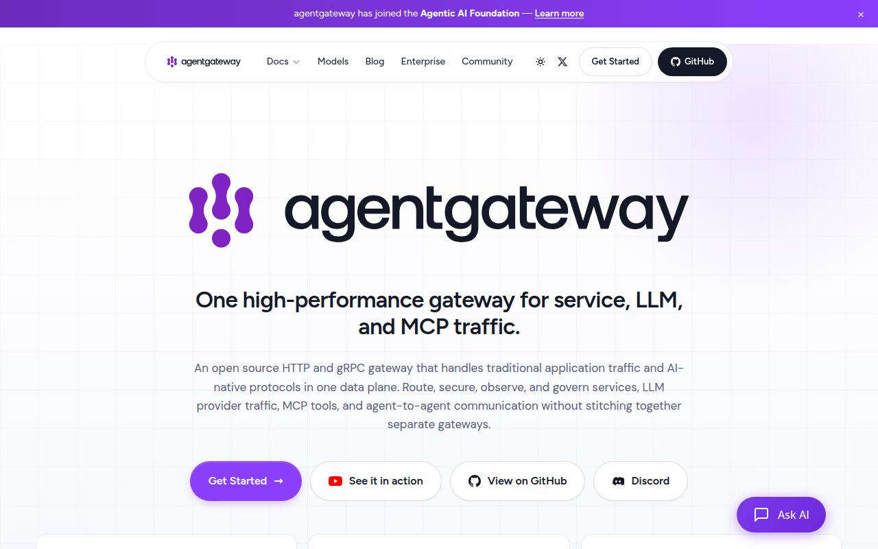 Screenshot of agentgateway (agentgateway.dev)