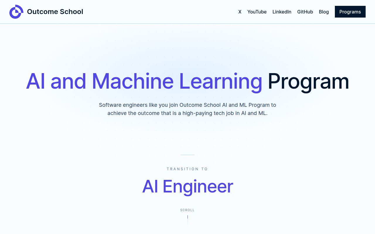 Screenshot of ai-engineer-roadmap (outcomeschool.com/program/ai-and-machine-learning)