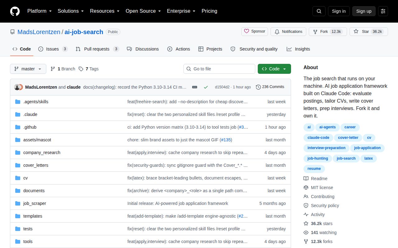 Screenshot of ai-job-search (github.com/MadsLorentzen/ai-job-search)