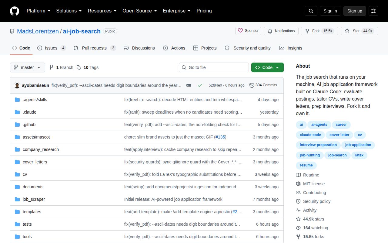 Screenshot of ai-job-search (github.com/MadsLorentzen/ai-job-search)