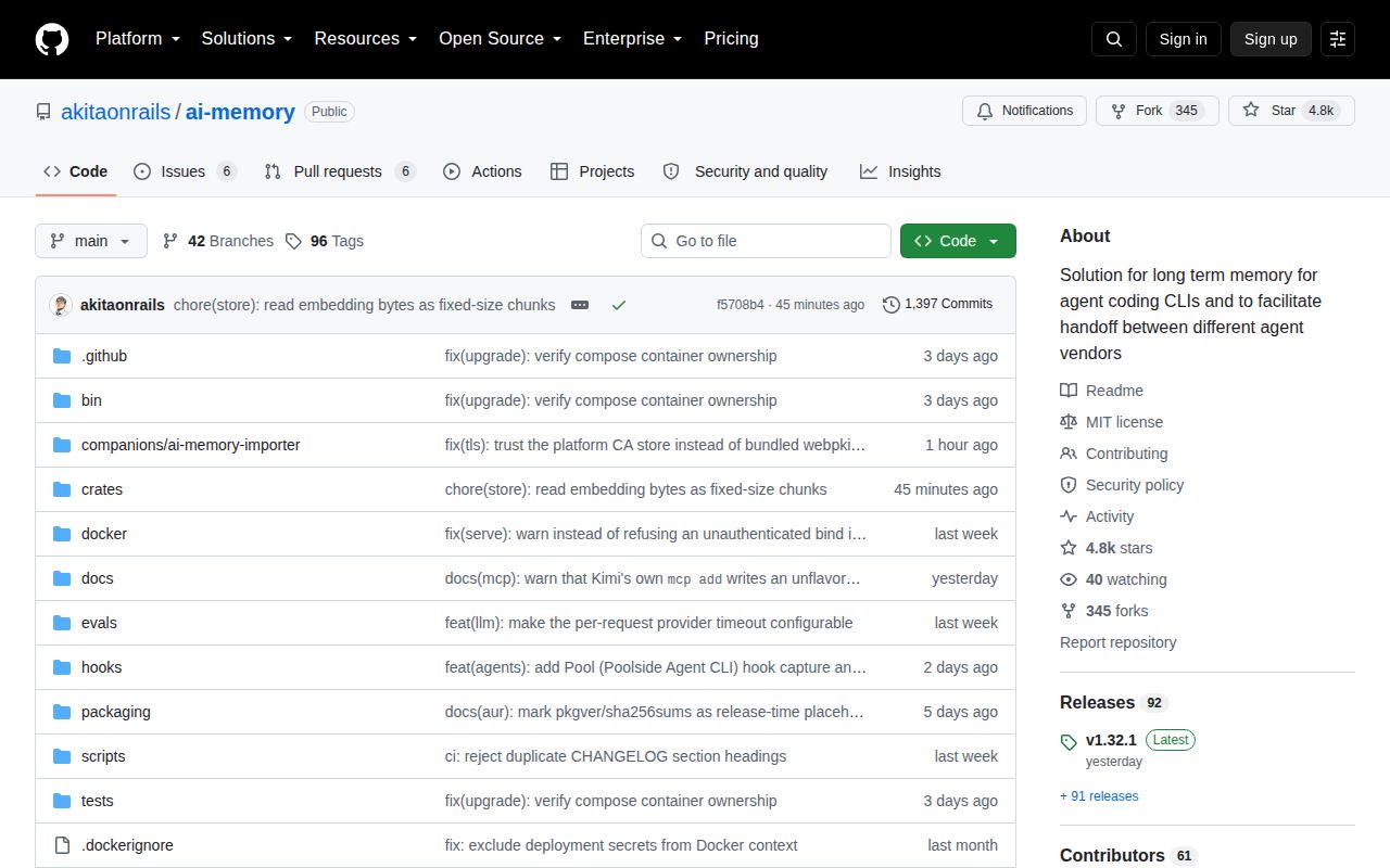 Screenshot of ai-memory (github.com/akitaonrails/ai-memory)