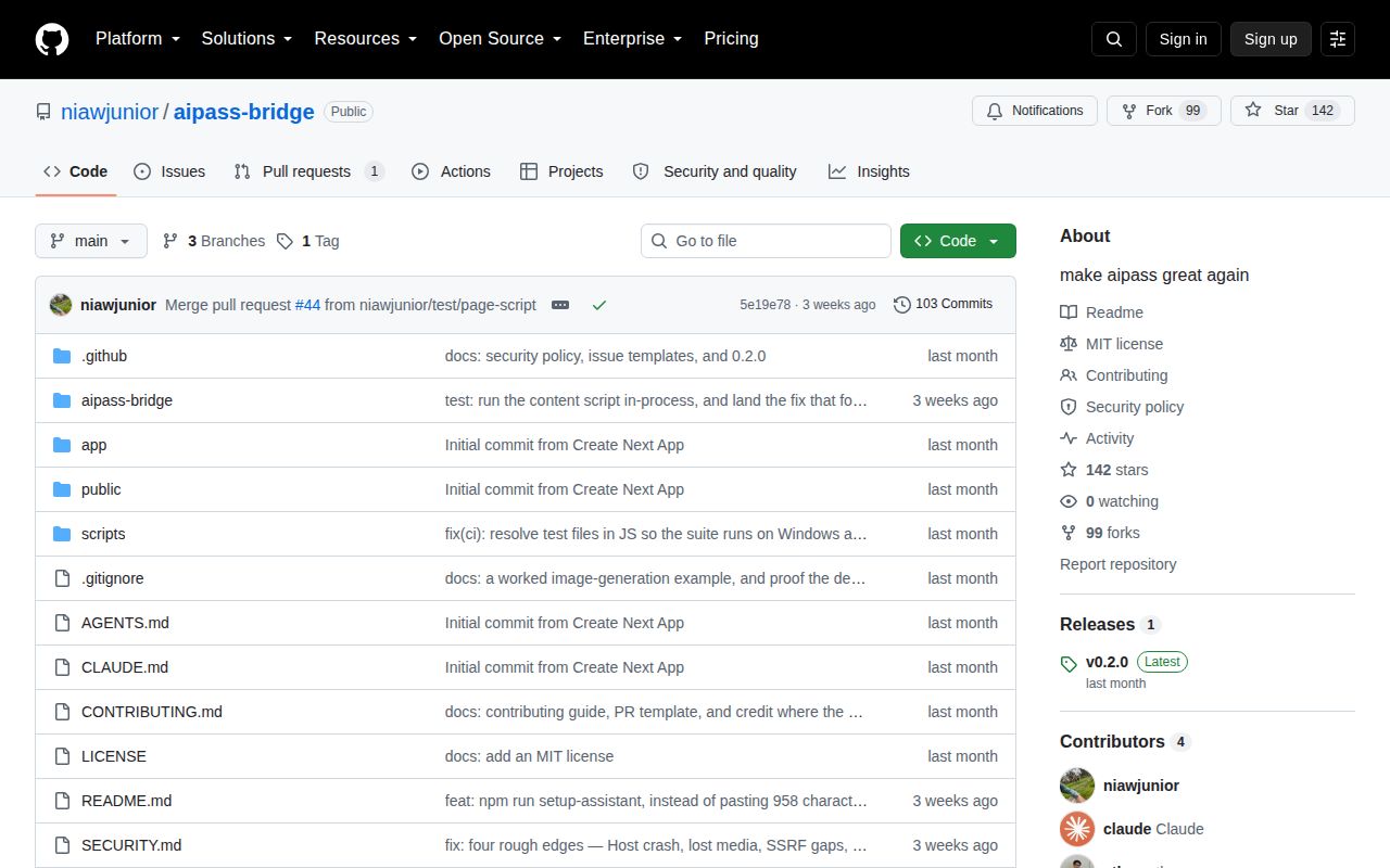 Screenshot of aipass-bridge (github.com/niawjunior/aipass-bridge)