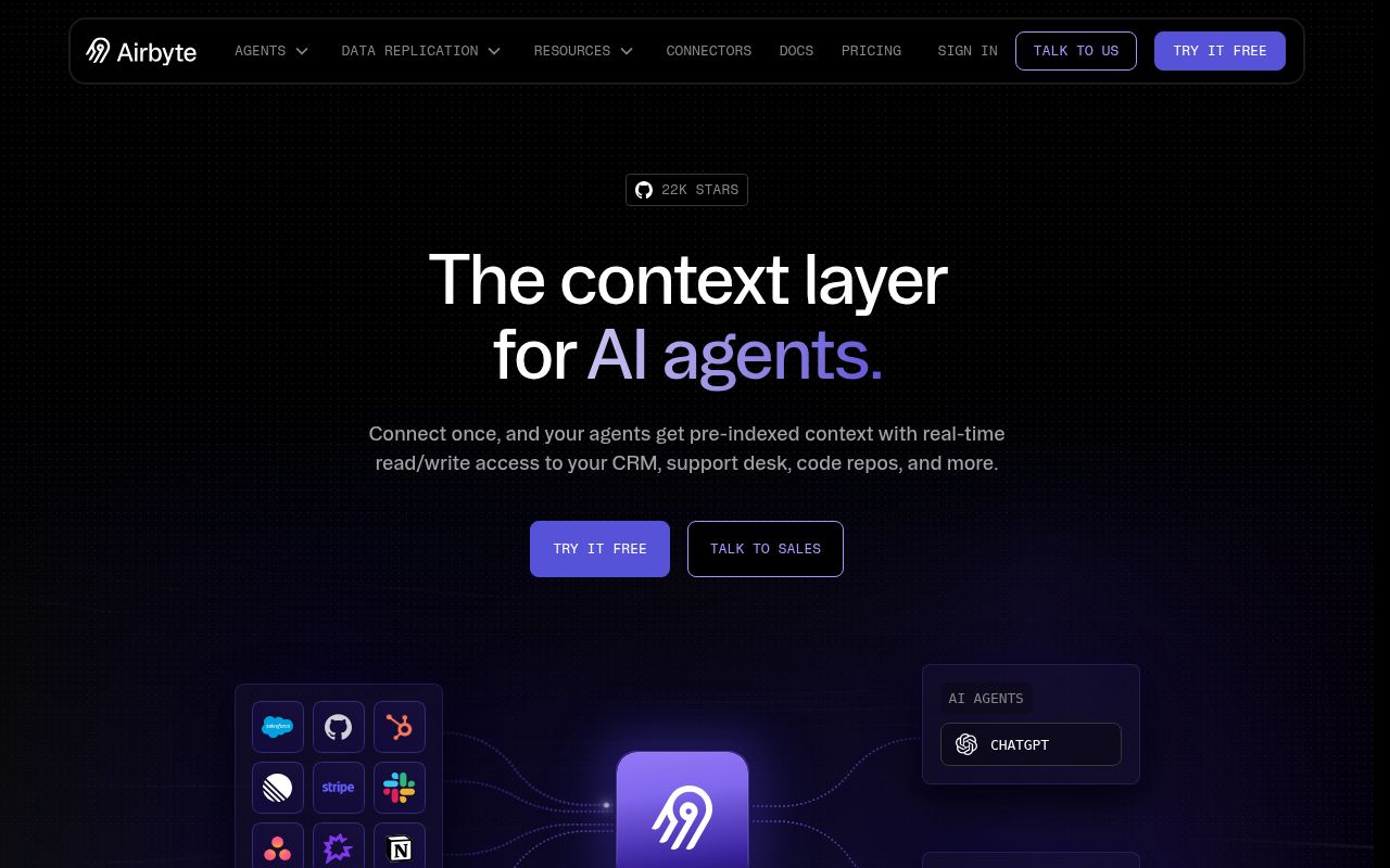 Screenshot of airbyte (airbyte.com)