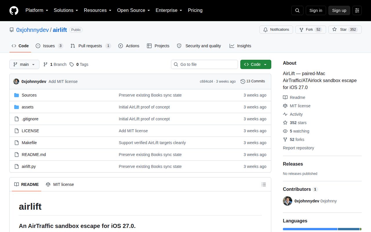 Screenshot of airlift (github.com/0xjohnnydev/airlift)