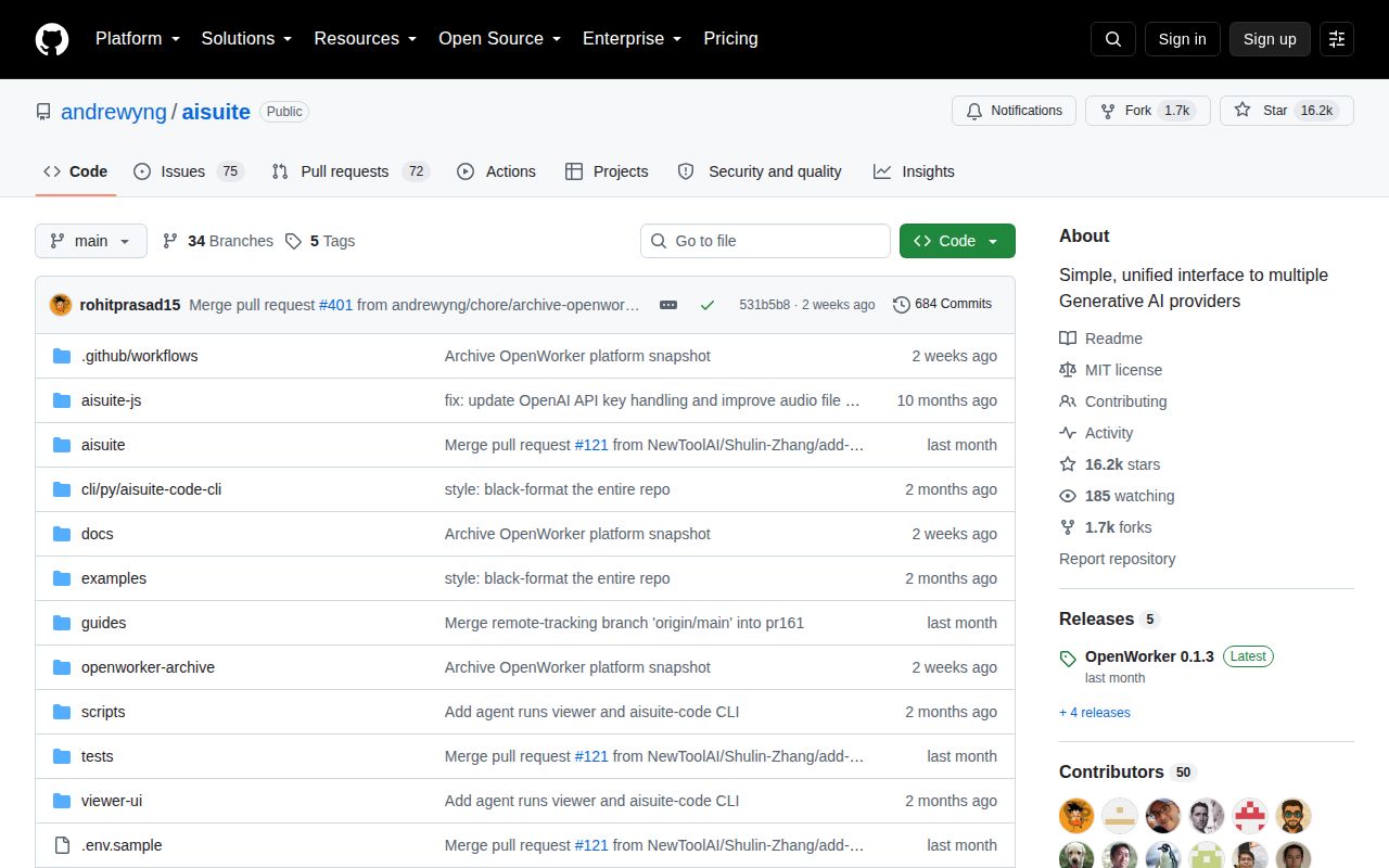 Screenshot of aisuite (github.com/andrewyng/aisuite)