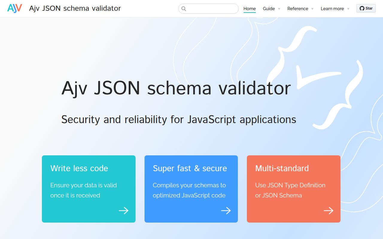 Screenshot of ajv documentation