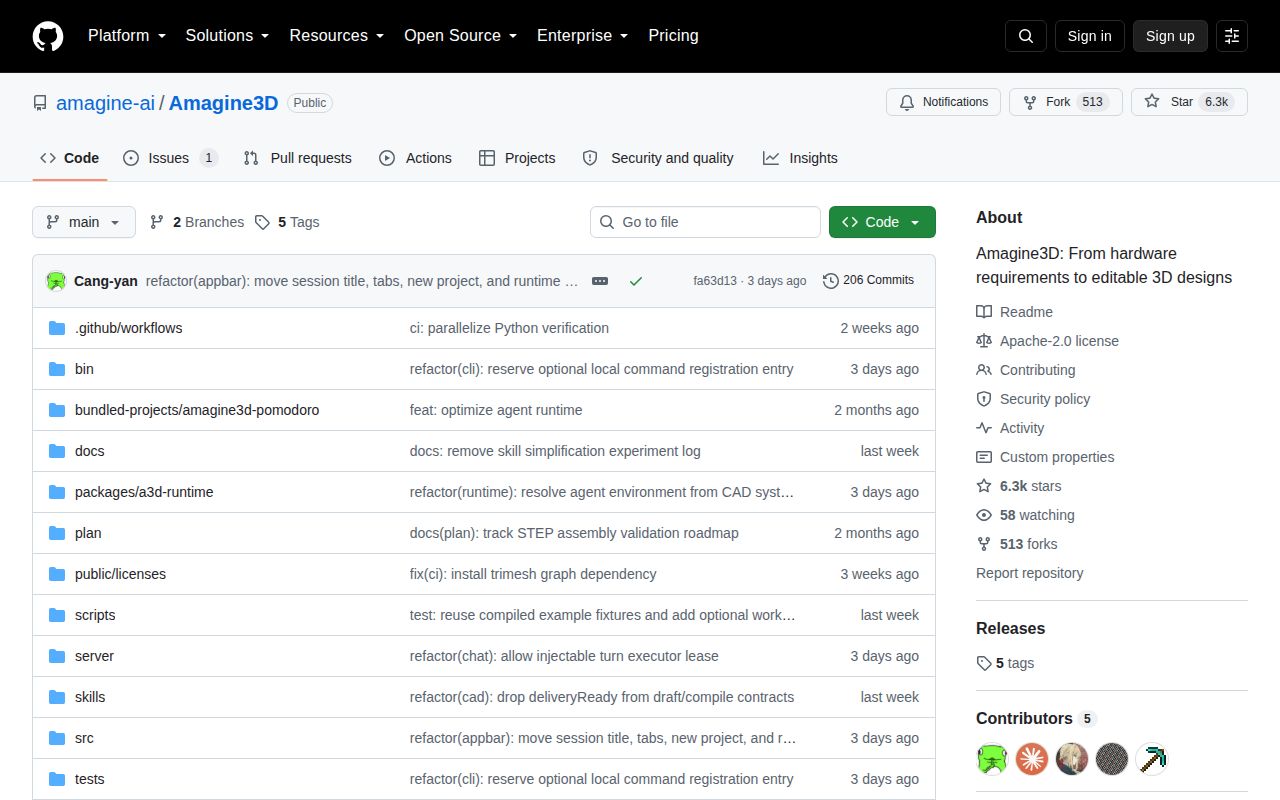 Screenshot of Amagine3D (github.com/amagine-ai/Amagine3D)