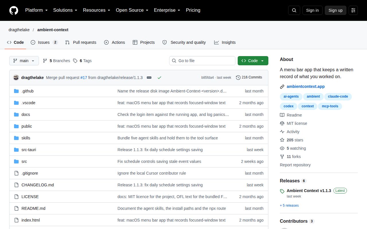Screenshot of ambient-context (ambientcontext.app)