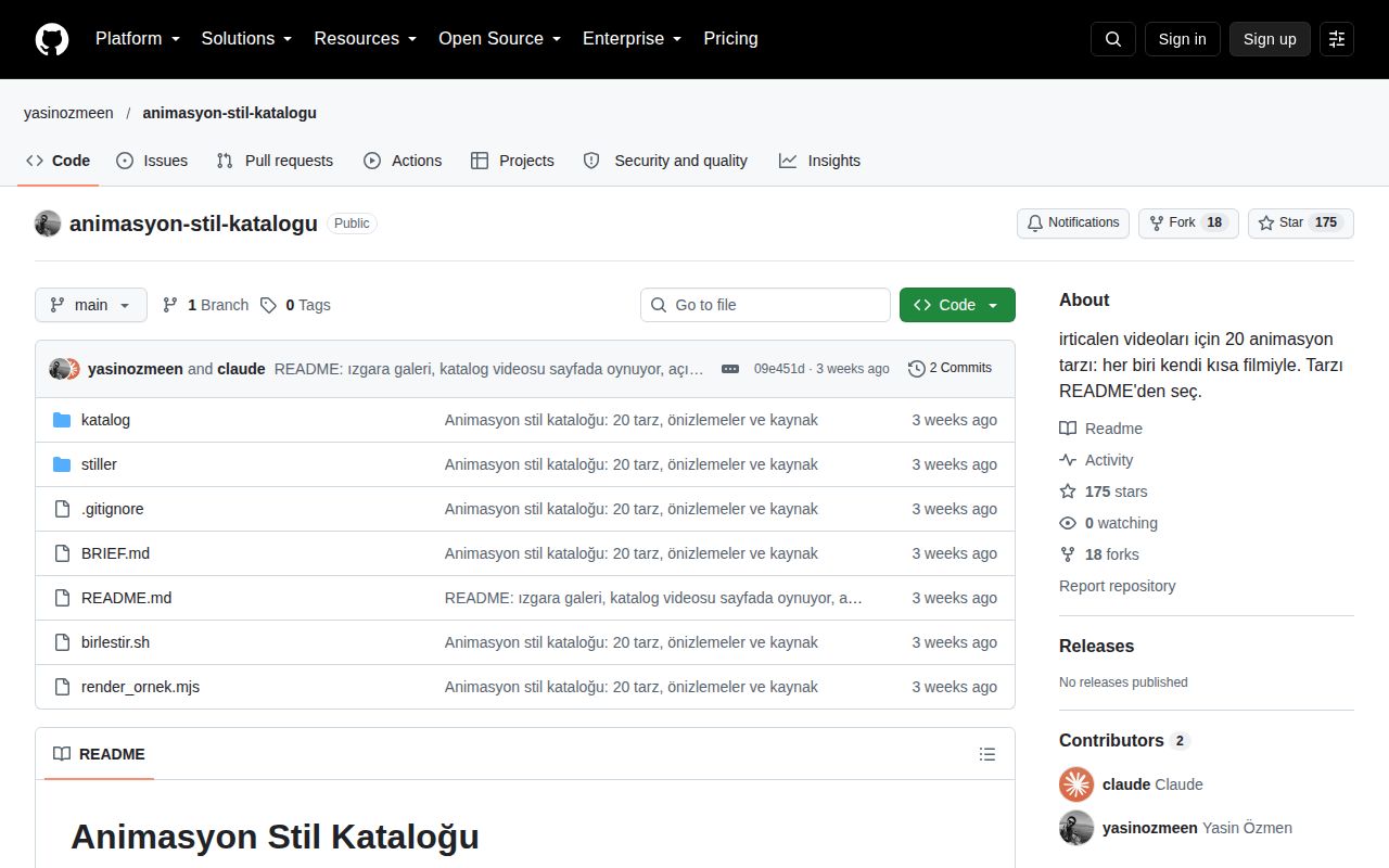 Screenshot of animasyon-stil-katalogu (github.com/yasinozmeen/animasyon-stil-katalogu)
