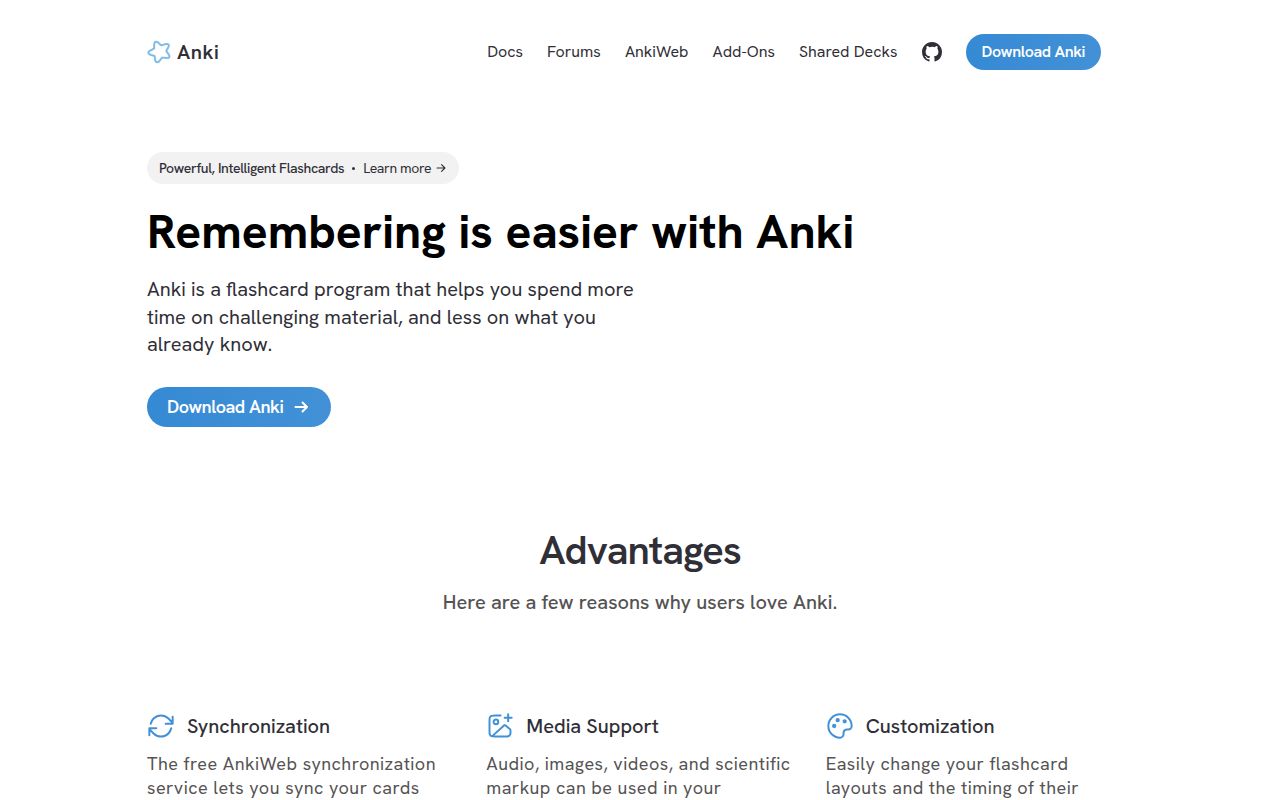 Screenshot of anki (apps.ankiweb.net)
